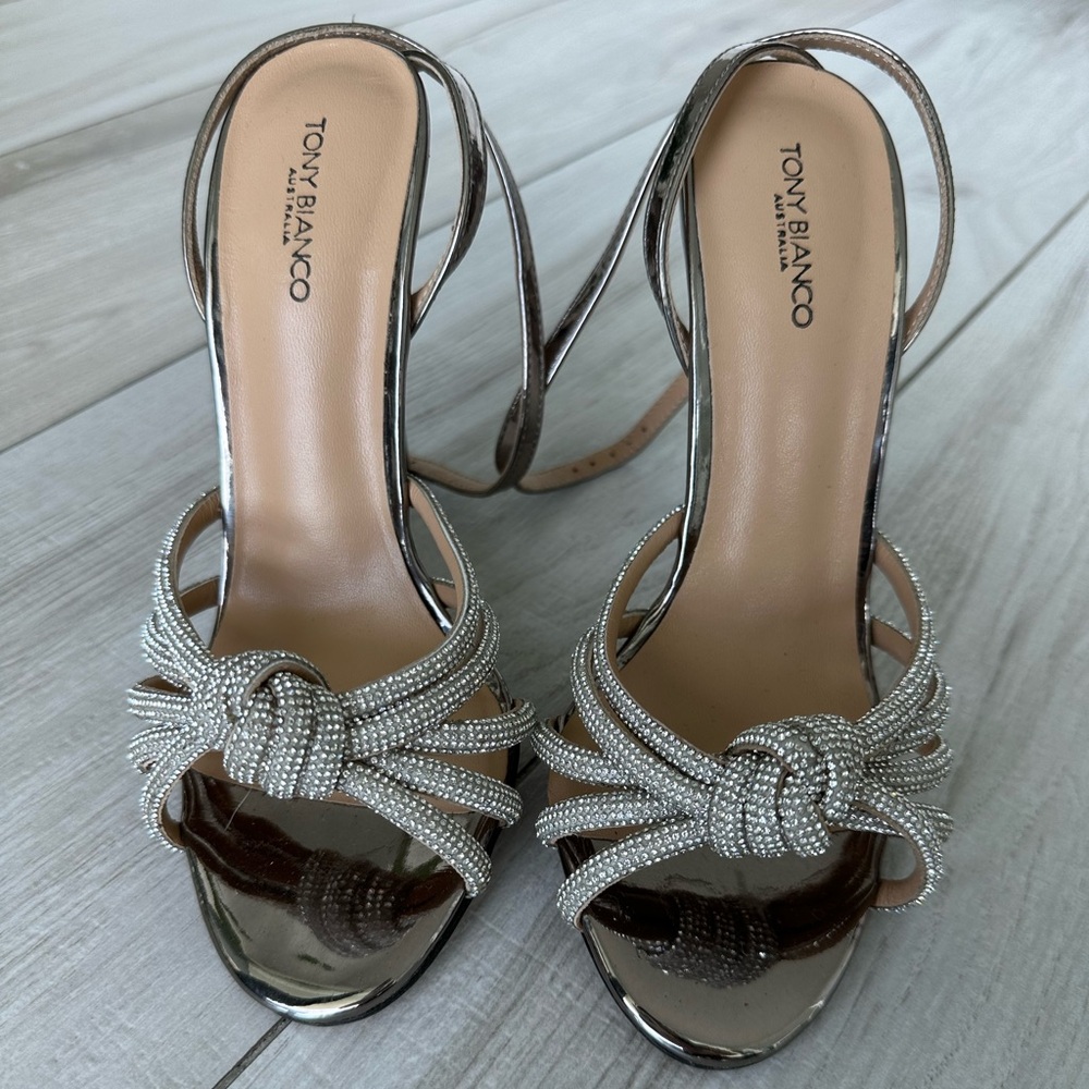 Tony Bianco Kyla Gunmetal Shine 11cm Heels Size 5